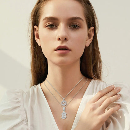 Collier initial pavé | Or blanc