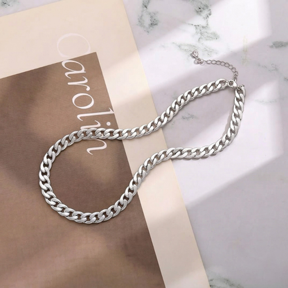 Collier Chunky Cuban Link | Or Blanc