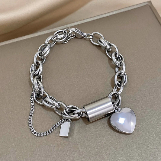 Bracelet Chunky Réconfortant | Or Blanc
