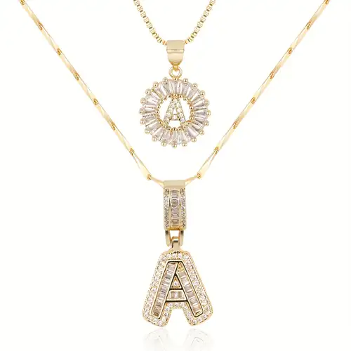Collier initial pavé | Or blanc