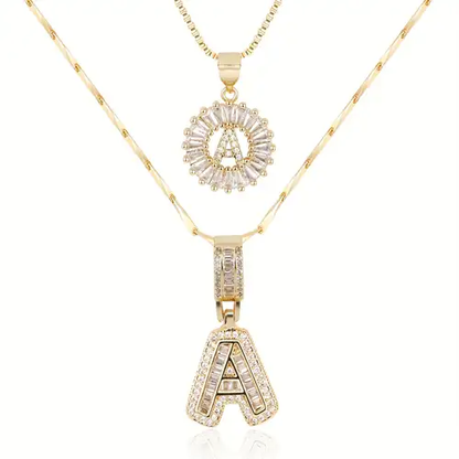Collier initial pavé | Or blanc