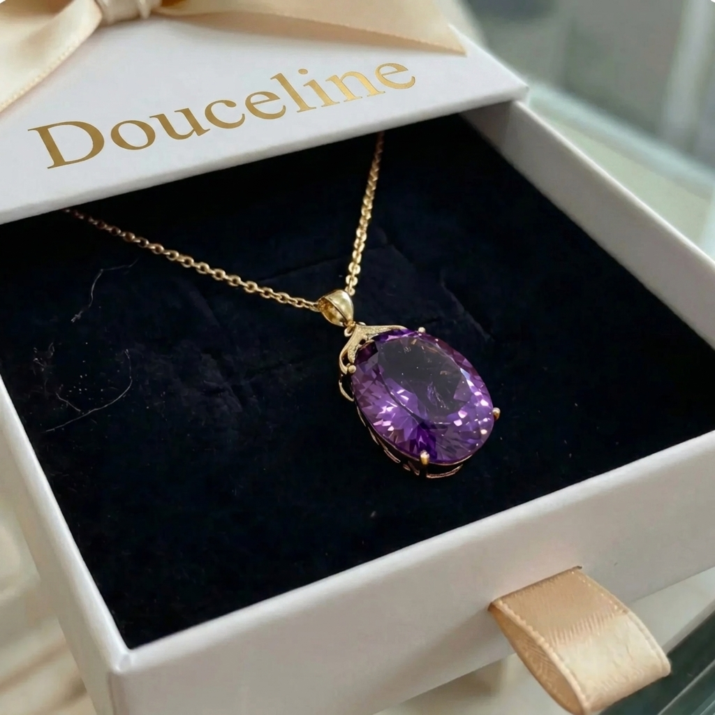 Collier Ovale Imperial Amethyste Or - Douceline