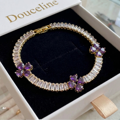 Bracelet Coeur de Trefle Amethyste Or - Douceline