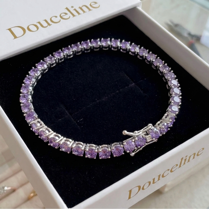 Bracelet Tennis Amethyste Or Blanc - Douceline
