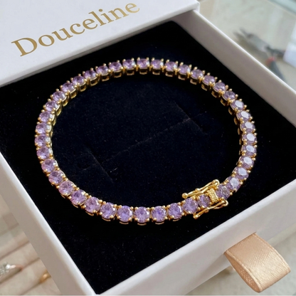 Bracelet Tennis Amethyste Or - Douceline