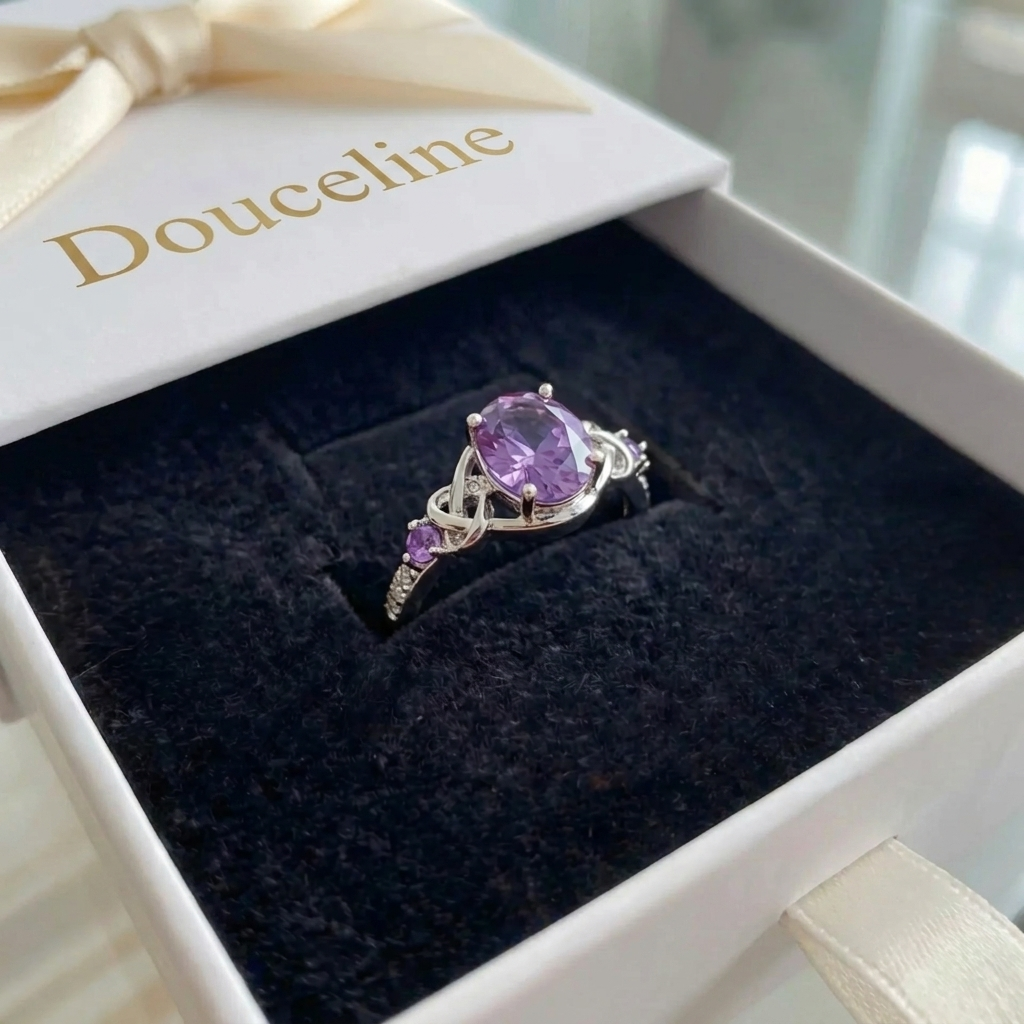 Bague Noeud Amethyste Or Blanc - Douceline