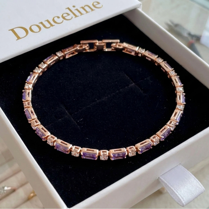 Bracelet Tennis Prisme Amethyste Or Rose - Douceline