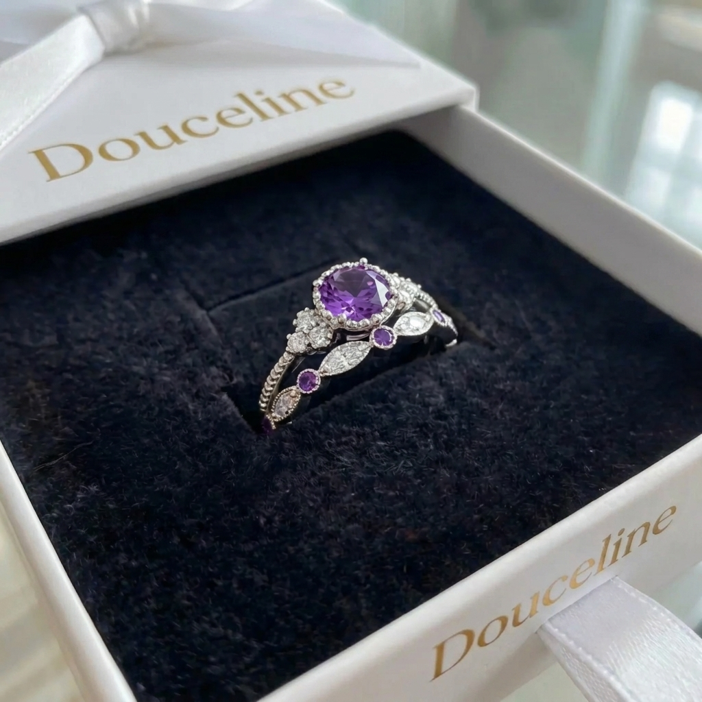 Ensemble Bagues Violetis Crown Or Blanc - Douceline