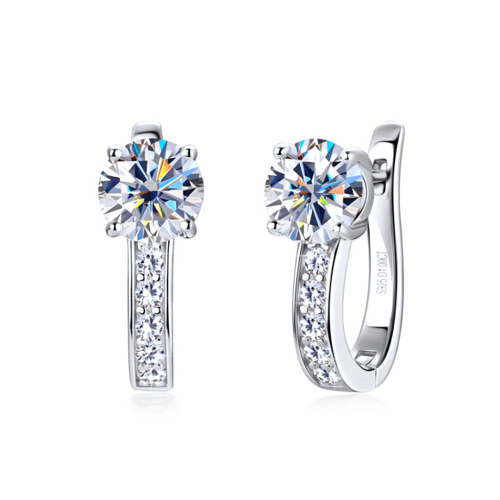 Boucles d'oreilles Huggie Channel | Or Blanc