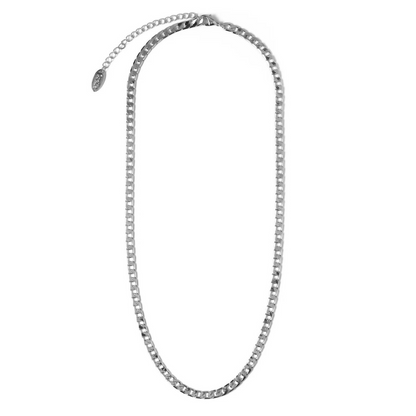 Collier en Chaîne à Maillons Plat | Or Blanc